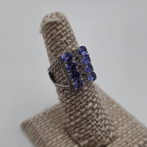 Size 6.5 Sterling Silver Tanzanite With Topaz Accents Open Style Ring A3623 - Picture 3 of 10